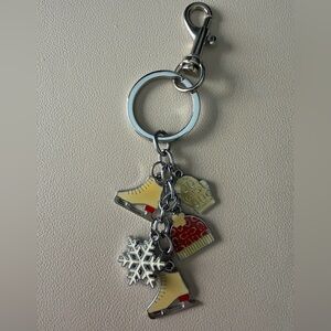 Winter Charm Keychain with Ice Skates and Snowflake Winter Fob Bag Charm